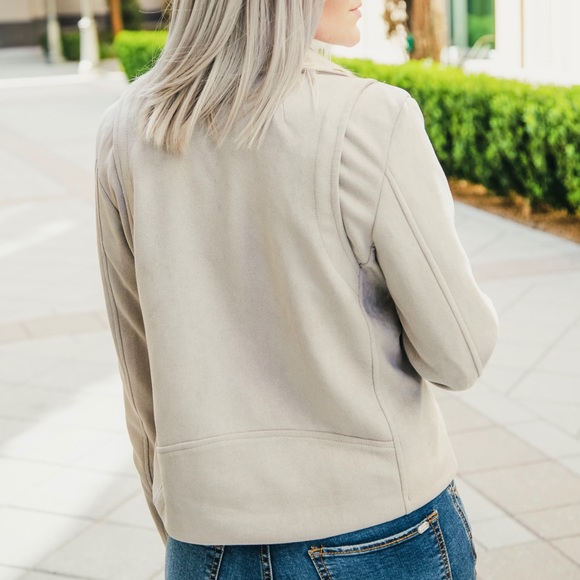 Moto Style Light Gray Jacket - Picture 4 of 4